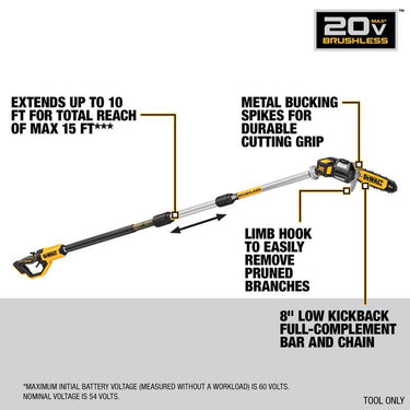 DeWalt 20V MAX XR DCPS620B 8 in. 20 V Battery Pole Saw Tool Only (In-Store Pickup Only)