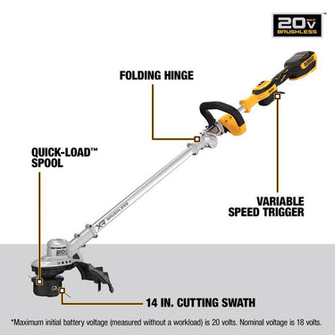 DeWalt 20V MAX DCST922B 14 in. 20 V Battery String Trimmer Tool Only