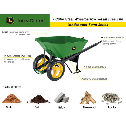 JD John Deere Steel Wheelbarrow 7 cu ftSTEEL 7CF