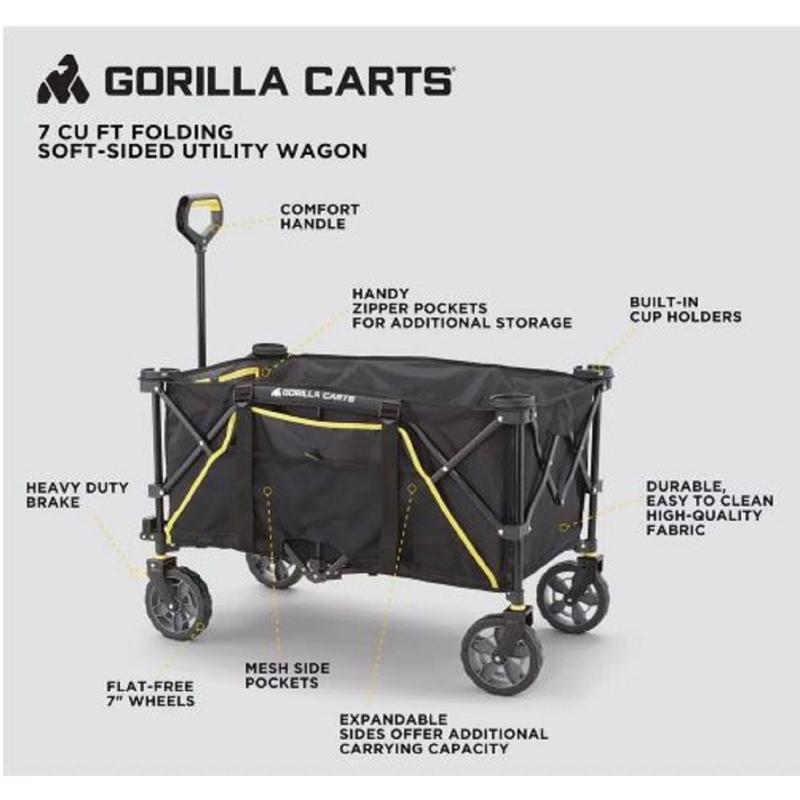 Load image into Gallery viewer, Gorilla Carts Polyester Fabric Folding Utility Wagon 150 lb. cap.
