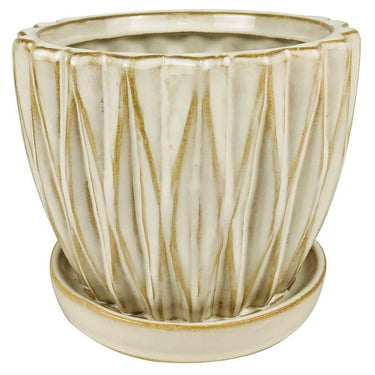 Border Concepts 4.75 in. H X 5.5 in. W Ceramic Dimensional Planter White
