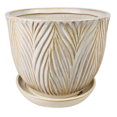 Border Concepts 4.75 in. H X 5.5 in. W Ceramic Ferncliff Planter White