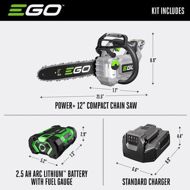 EGO POWER+ CS1201 12 in. 56 V Battery Chainsaw Kit (Battery & Charger) 3/8 in.