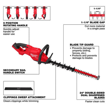 Milwaukee M18 FUEL 3033-20 24 in. 18 V Battery Hedge Trimmer Tool Only