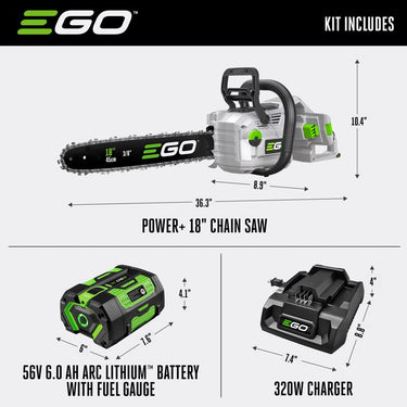 EGO POWER+ CS1815 18 in. 56 V Battery Chainsaw Kit (Battery & Charger) 3/8 in.