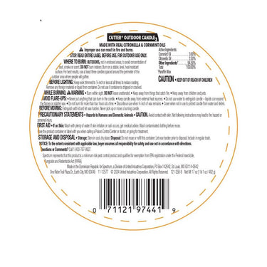 Cutter Outdoor Citronella Bucket Candle Candle For Mosquitoes 17 oz
