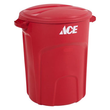 Ace 32 gal Red Plastic Trash Can Lid Included
