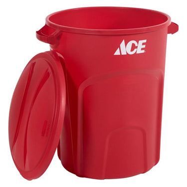 Ace 32 gal Red Plastic Trash Can Lid Included