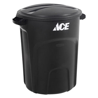 Ace 32 gal Black Plastic Garbage Can Lid Included