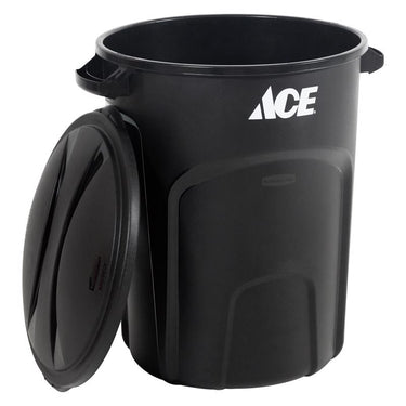 Ace 32 gal Black Plastic Garbage Can Lid Included