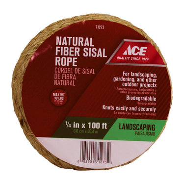 Ace 1/4 in. D X 100 ft. L Natural Twisted Sisal Rope