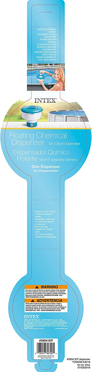 Intex 7-Inch Floating Chemical Dispenser for Pools, White/Blue