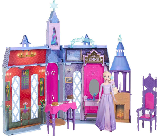 Arendelle Doll-House Castle (2+ ft) with Elsa Fashion Doll, 4 Play Areas, and 15 Furniture and Accessory Pieces from Disney’s Frozen 2