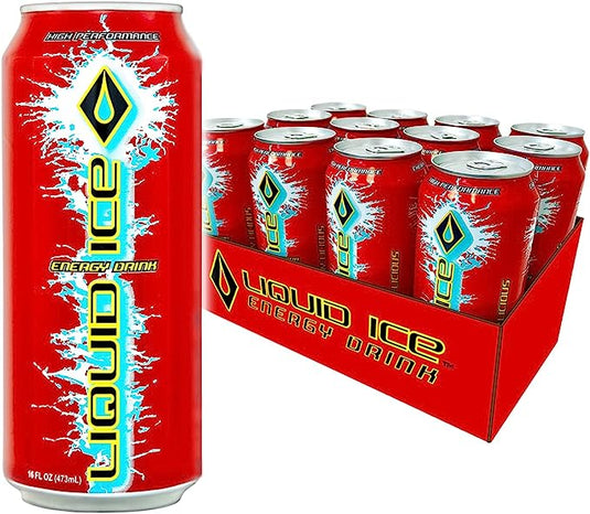 Liquid Ice Energy Drink - Cherry-Licious (16 Fl Oz, 12 Count)