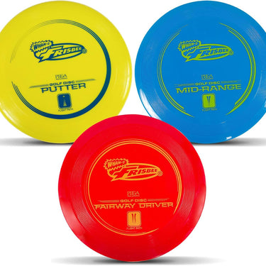 Wham-O Frisbee Disc Golf Set Includes Driver, Mid-Range & Putter, PDGA Approved Golf Disc Toss Game Set 3 Pack Outdoor Disc Game for Recreation Play Backyard Beach Park Tailgates
