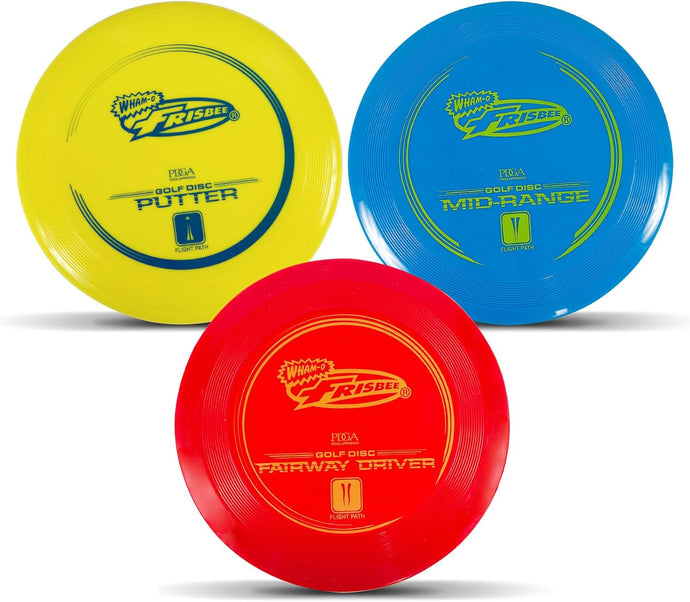 Wham-O Frisbee Disc Golf Set Includes Driver, Mid-Range & Putter, PDGA Approved Golf Disc Toss Game Set 3 Pack Outdoor Disc Game for Recreation Play Backyard Beach Park Tailgates