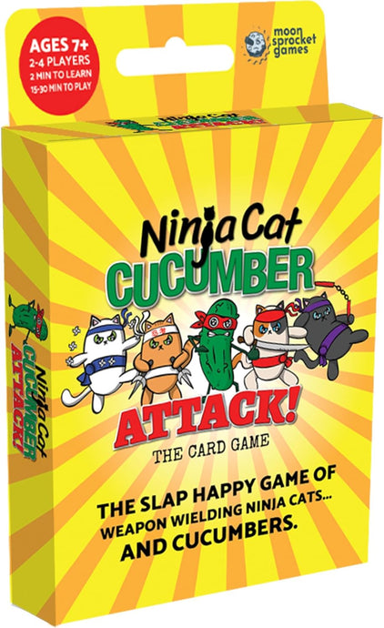 Ninja Cat Cucumber Attack! Card Game - Fast-Paced Slap-Happy Game of Weapon-Wielding Ninja Cats, Fun for Family Game Night, Ages 5+, 2-4 Players, 13-30 Minute Playtime, Made