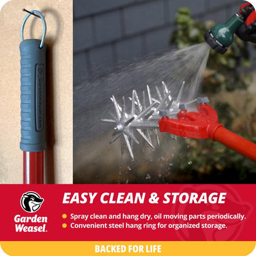 Garden Weasel 3 Tine Steel Rotary Hand Cultivator 55 in. Steel Handle