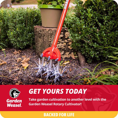 Garden Weasel 3 Tine Steel Rotary Hand Cultivator 55 in. Steel Handle