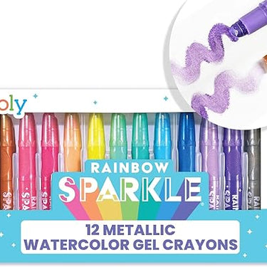 Ooly Rainbow Sparkle Metallic Watercolor Gel Crayons 12 Piece Set