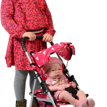 The New York Doll Collection My First Doll Stroller with Basket & Heart Design