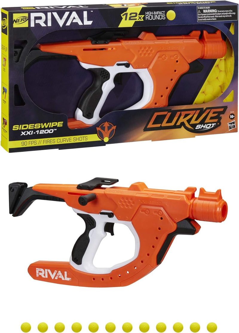 Load image into Gallery viewer, NERF Rival Curve Shot Sideswipe XXI-1200 Blaster Fire Rounds to Curve Left, Right, Downward or Fire Straight 12 Rival Rounds
