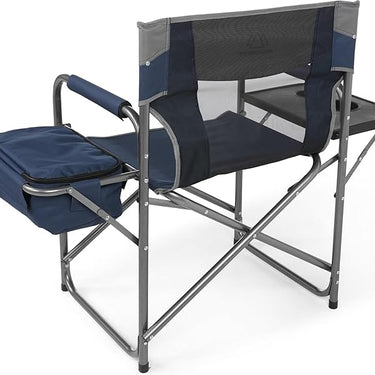 Foldable Cooler Chair with Attached Side Table for Camping/Hiking/Backpacking by Caddis Sports - Navy