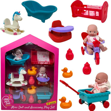 Small Baby Doll Playset with Mini Doll Accessories & 5 inch Doll Furniture