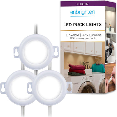 Enbrighten Linkable Plug-in Puck Lights 3-Pack (Black)