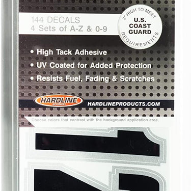 Hardline 320 Series 3-Inch Boat & PWC Registration Number Kit (Black/Silver)