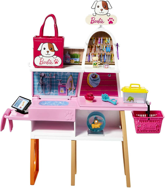 Barbie Doll And Pet Boutique Playset With 4 Pets And Accessories