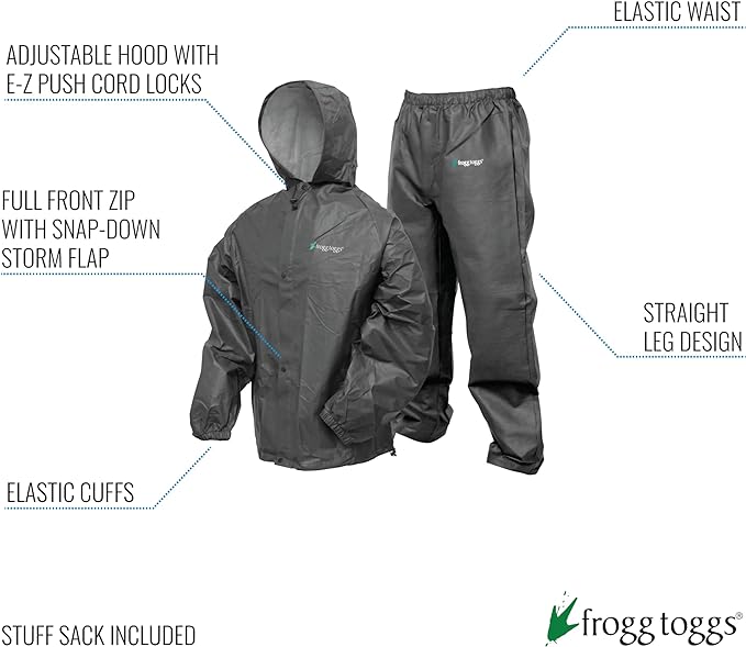 Load image into Gallery viewer, FROGG TOGGS Men&#39;s Pro Lite Rain Suit, Waterproof, Breathable, Dependable Wet Weather Protection XL/2XL CARBON
