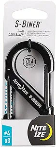 Nite Ize S-Biner Stainless Steel Dual Carabiner Size 4 3-Pack (Black/Stainless Steel)