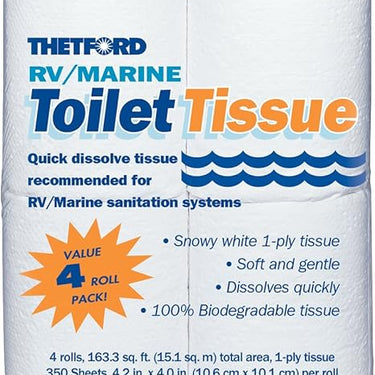 Thetford RV/ Marine Toilet Tissue 1-Ply 4 Pack