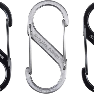 Nite Ize S-Biner Stainless Steel Dual Carabiner Size 4 3-Pack (Black/Stainless Steel)