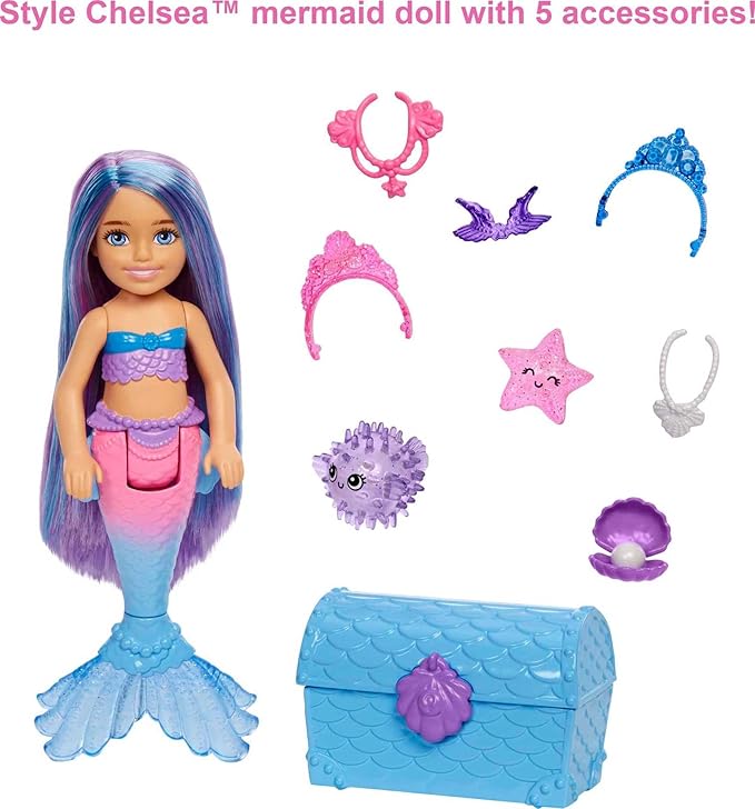 Load image into Gallery viewer, Barbie Mermaid Power Chelsea Small Doll with Blue &amp; Purple Hai
