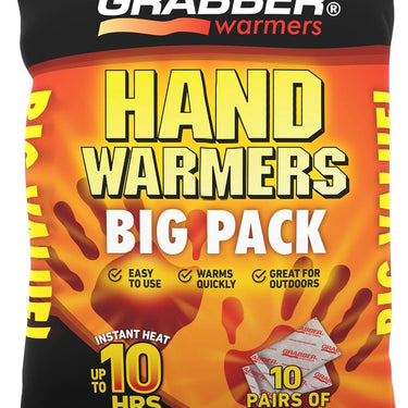 Grabber Hand Warmers - Long Lasting Safe Natural Odorless Air Activated Warmers - Up to 7 Hours of Heat - 10 Pairs,one color