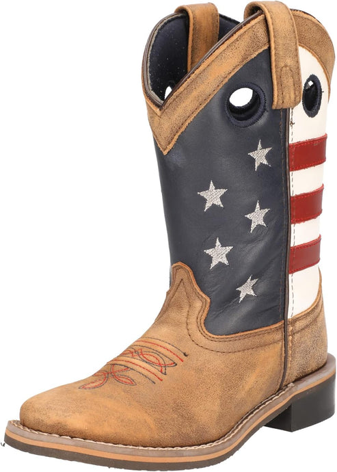 SMOKEY MOUNTAIN STARS AND STRIPES WESTERN BOOTS YOUTH 6.5