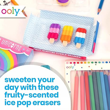 Load image into Gallery viewer, Ooly Icy Pops Fruit-Scented Erasers (4 Set)
