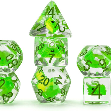 FanRoll Dragon StormTM Inclusion Resin Dice Set: Green Dragon