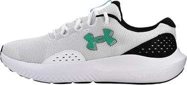 Under Armour Men's Charged Surge 4 Sneaker (White/Black/Green Mode) Size 10 1/2