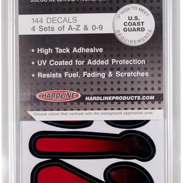 Hardline 200 Series 3-Inch Boat & PWC Registration Number Kit (Red/Black)