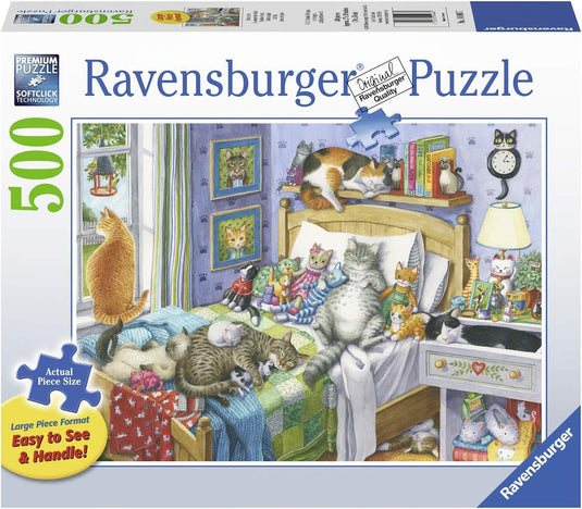 Ravensburger Cat Nap 500 Piece Large Pieces Jigsaw Puzzle for Adults, Every Piece is Unique, Softclick Technology Means Pieces Fit Together Perfectly