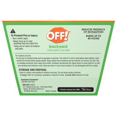OFF! Citronella Candle Solid 18 oz