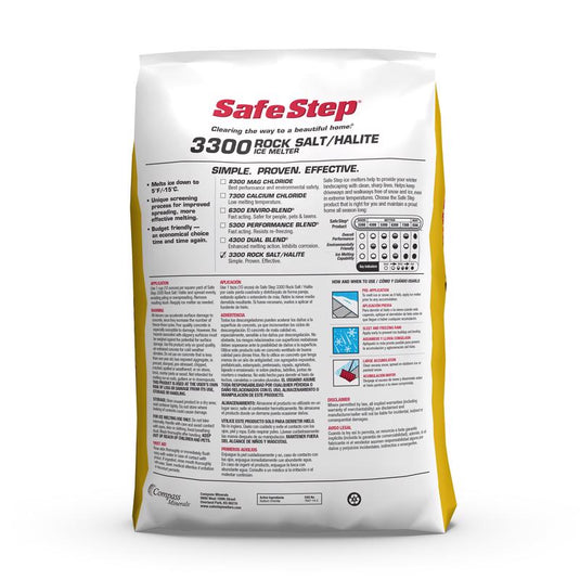 Safe Step 3300 Sodium Chloride Crystal Halite/Rock Salt Ice Melt 50 lb