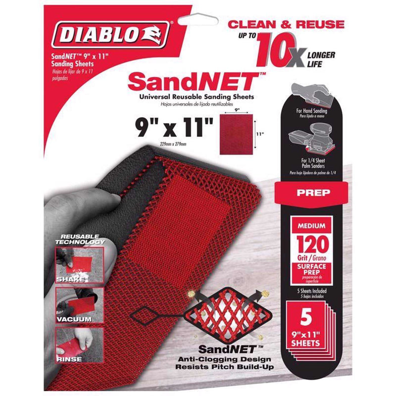 Load image into Gallery viewer, Diablo SandNet 11 in. L X 9 in. W 120 Grit Ceramic Sanding Sheet 5 pk
