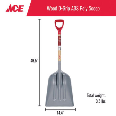 Ace 46.5 in. Plastic Scoop General Purpose Shovel Wood Handle