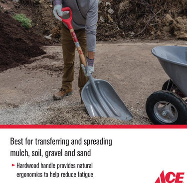 Ace 46.5 in. Plastic Scoop General Purpose Shovel Wood Handle
