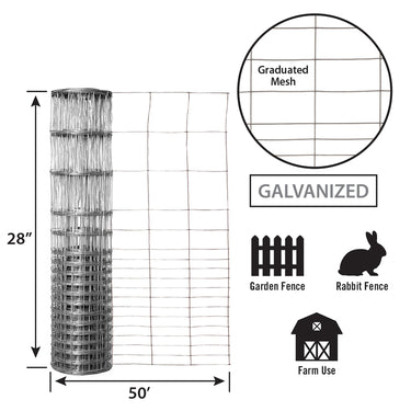YardGard 28 in. H X 50 ft. L Galvanized Steel Welded Wire Fence