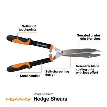 Fiskars 13 in. Steel Serrated Hedge Shears